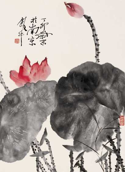 田原 荷花 镜心
